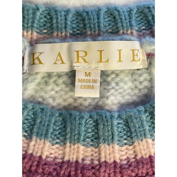 KARLIE women’s pullover cable knit sweater size M - Picture 8 of 10